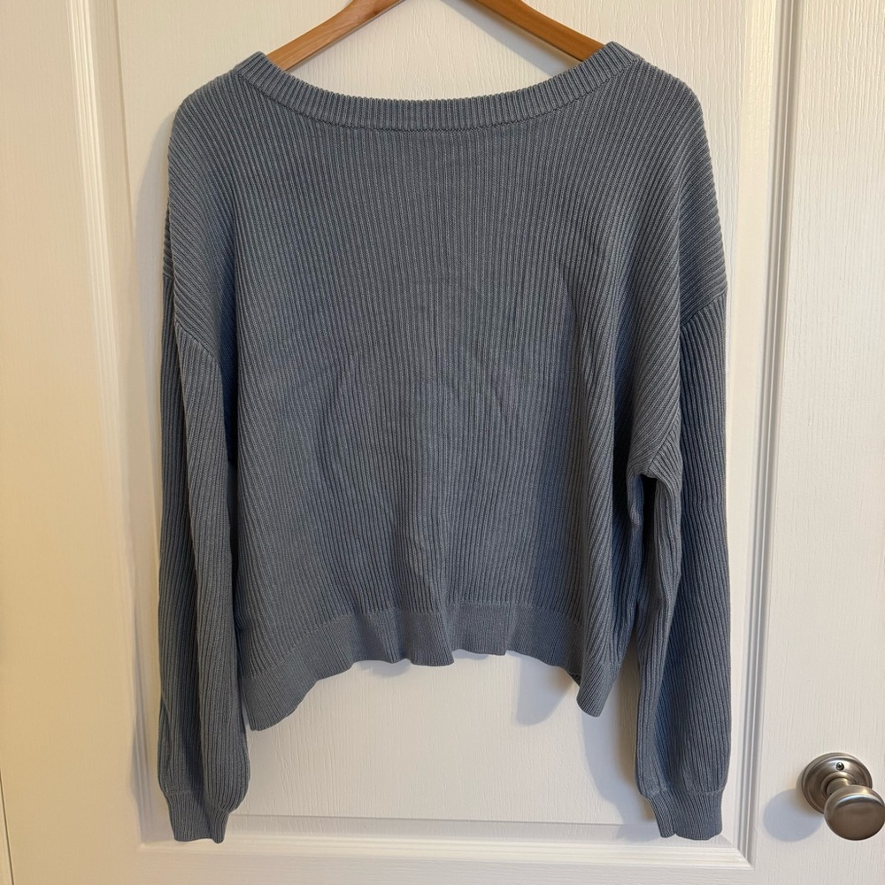 Lululemon Athletica Women's Reversible Crossover Ribbed Sweater - Blue Chambray